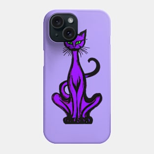 Retro 1970's Funky Groovy Purple Jazz Cat Cartoon Phone Case