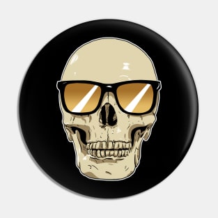 Skull Wearing Sunglasses Orange Lenses Pin