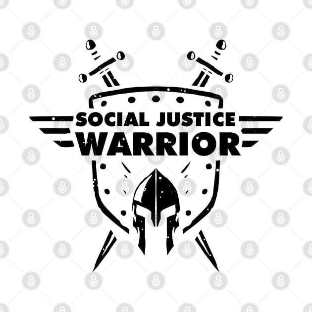 Social Justice Warrior (SJW) - funny shield, helmet and swords warrior by A Comic Wizard