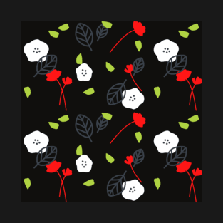 Floral red and white pattern T-Shirt