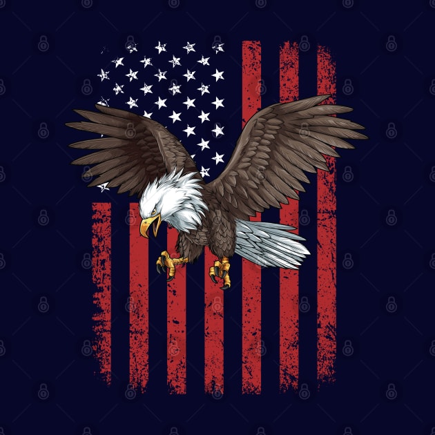 Bald Eagle Retro USA Flag by Pennelli Studio