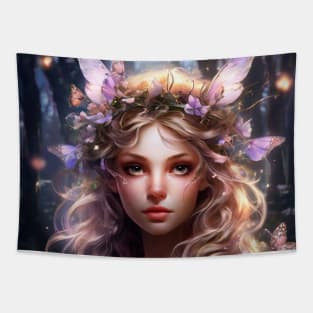 A Glowing Fairy Fantasy With Butterflies Tapestry