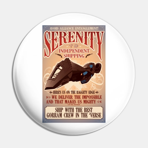 Firefly Serenity Shipping Pin by CuddleswithCatsArt