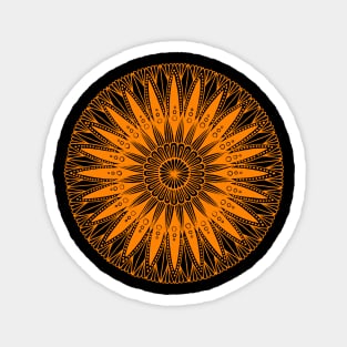 Mandala (orange on black) Magnet