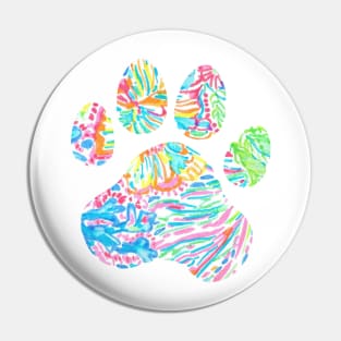 Vibrant Floral Paw Print Pin