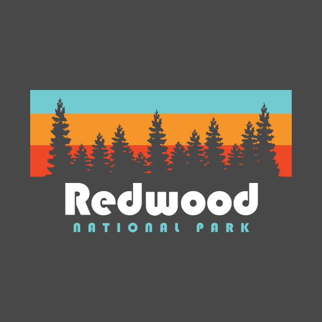 Redwood National Park California Retro Vintage Trees by PodDesignShop