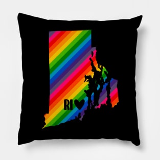 USA States: Rhode Island (rainbow) Pillow