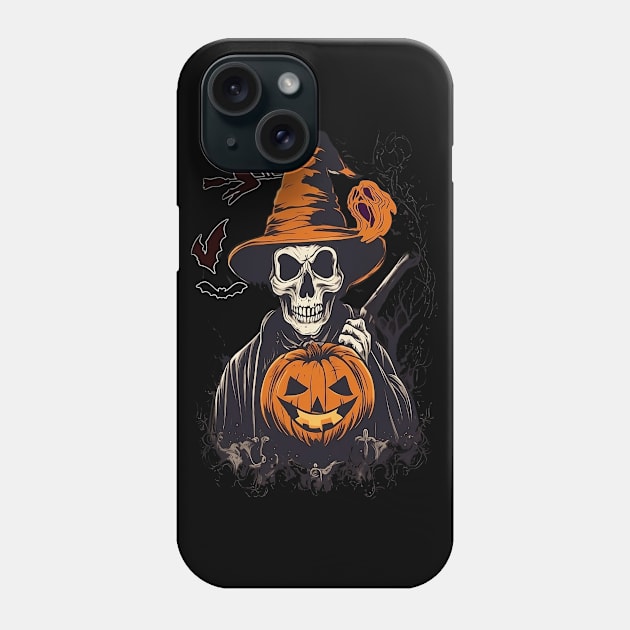 Monster Mash, Vintage Ghost Halloween, Monster, Retro Fall, Skeleton, Funny Skull, Happy Halloween Day Happy Halloween Party Gift Phone Case by Customo