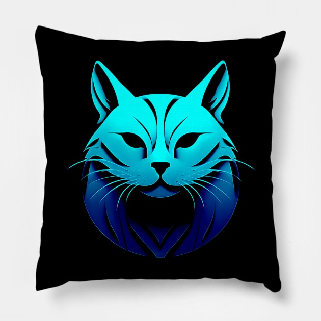 Gradient Blue Cat Pillow by Zack