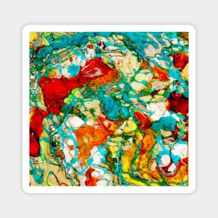 abstract marble fluid art vibrant design Magnet