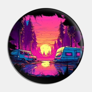 Retrowave Camping Pin