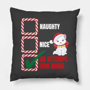 Naughty or Nice Christmas Cat Pillow