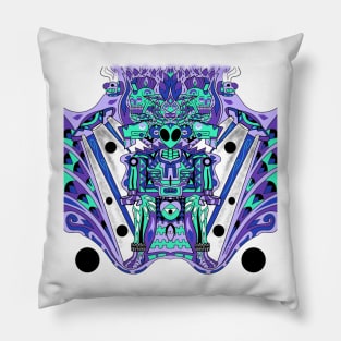 mictlan alien ecopop in transfer spaceship pattern art Pillow