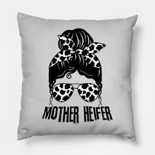 Mother Heifer Cow Mom Life Messy Bun Pillow