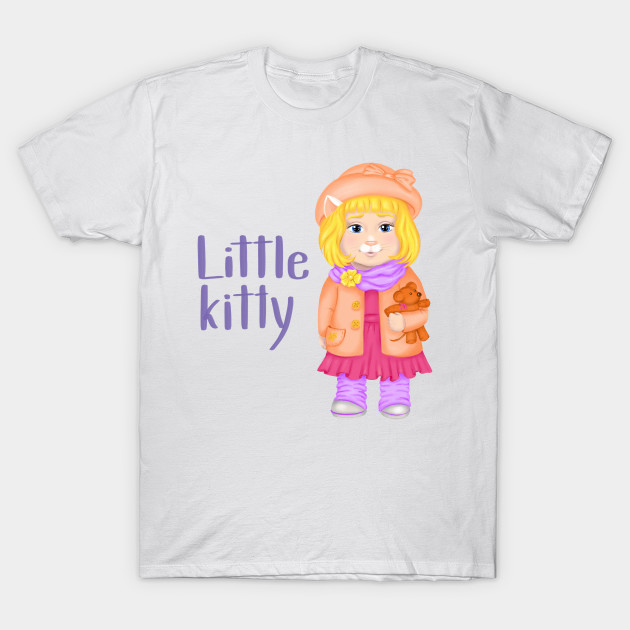 Baby Cat Girl In Hat And Spring Clothes With A Toy Spring Print