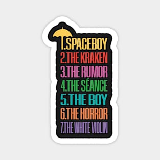 Umbrella Academy nicknames on black Magnet