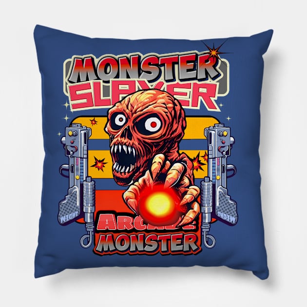Zenno Arcade - Monster Slayer "Arcade Monsters" Pillow by Invad3rDiz