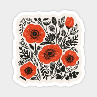 Lino Cut Flowers Magnet