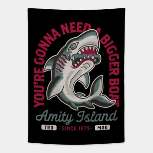 Amity Island - Old School Traditional Tattoo Shark - A Bigger Boat Tapestry