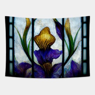 Floral Iris Stained Glass Arts and Crafts Tapestry