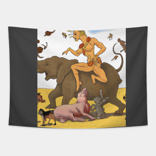 Elephant lovers mango anime acutest for people looking for crazy funny stuff Tapestry by OMjan