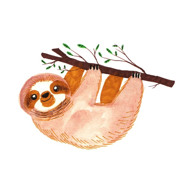 Kawaii Sloth Watercolor by saradaboru