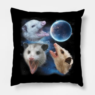 Three Opposum Moon 3 Possum Dead Moon Weird Cursed Meme Pillow