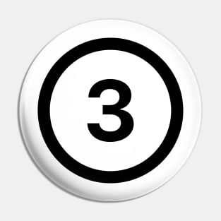 Number #3 Black Graphic Pin