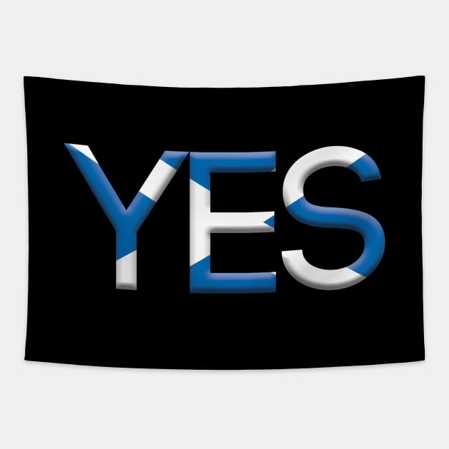 YES, 3D Pro Scottish Independence Saltire Flag Text Slogan Tapestry by MacPean