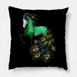 Wonderful fantasy horse with peacock feathers Pillow