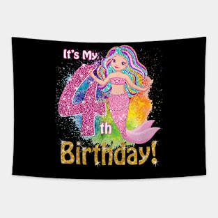 Kids 4 Year Old (It'S My 4Th Birthday) Mermaid Outfit Tapestry