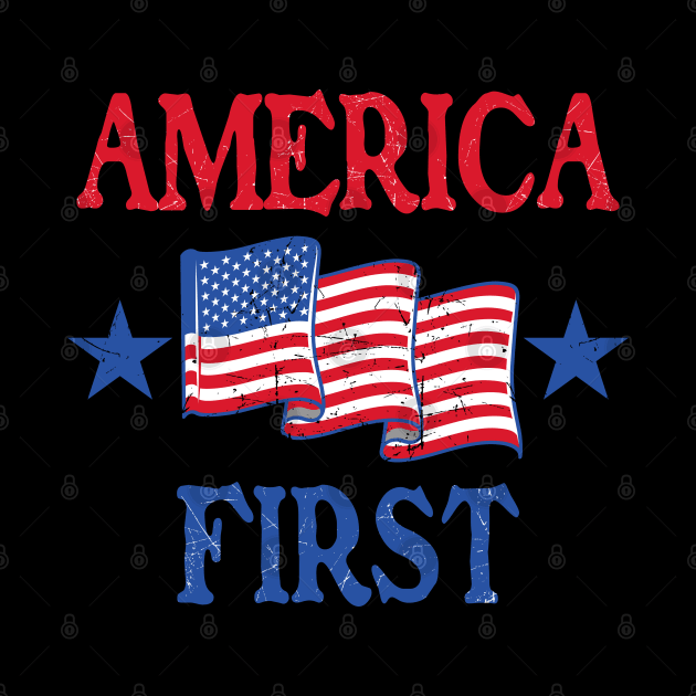 America first USA American patriot flag Memorial Day vintage by Marcekdesign