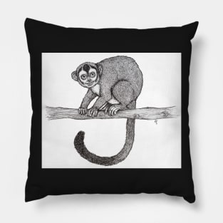 Night monkey sketch by Nicole Janes Pillow