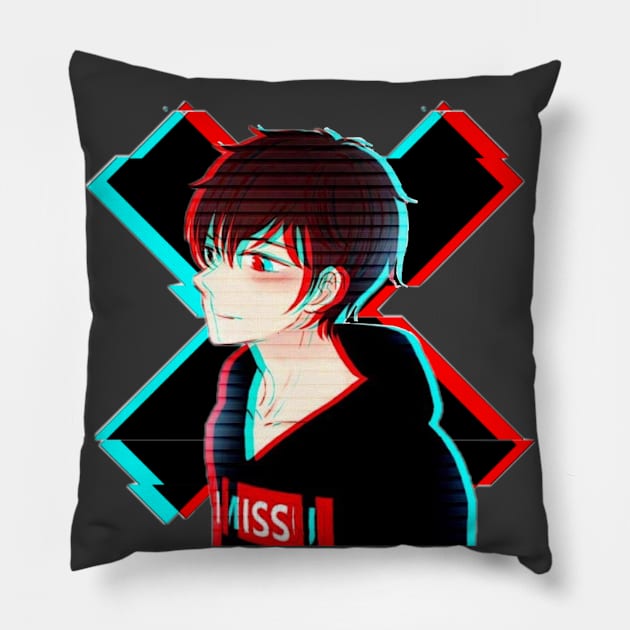 Glitch Anime Boy Pillow by valival