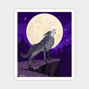 Wolf Howling At The Moon Magnet