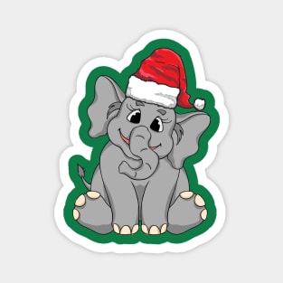 Santa Hat-Wearing Baby Elephant Funny Christmas Holiday Magnet