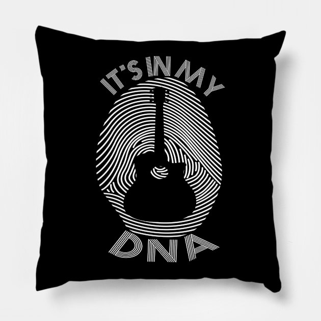 Guitar It's in my dna fingerprint gift idea Pillow by HBfunshirts