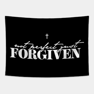 Not Perfect Just Forgiven, Christian, Cross, Jesus, Faith Tapestry