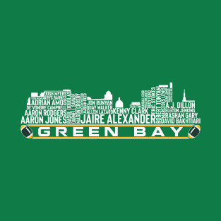 Green Bay Football Team 23 Player Roster, Green Bay Skyline T-Shirt