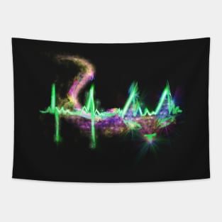 Cat kitten colorful rainbow heartbeat t-shirt Tapestry