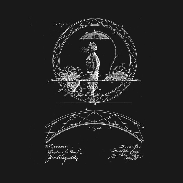 one wheeled vehicle Vintage Patent Drawing by TheYoungDesigns