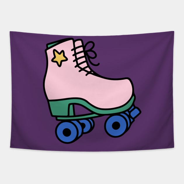 pink summer rollerskates Tapestry by FunnyMoonCosmic