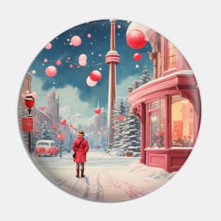 Canada Snowy Toronto Valentine's Day Travel Vintage Retro Pin