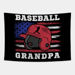 Men Baseball Grandpa American Flag Fathers Day Tapestry