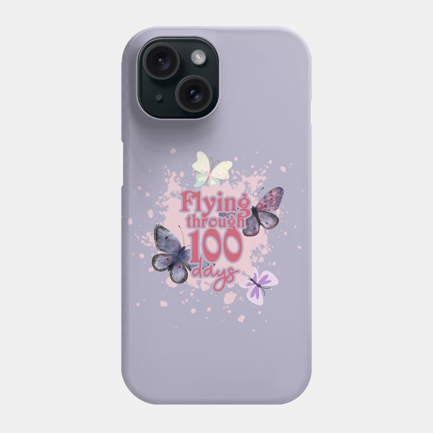 Celebrate 100 Days of School - Butterflies 100 Days Smarter Phone Case by alcoshirts