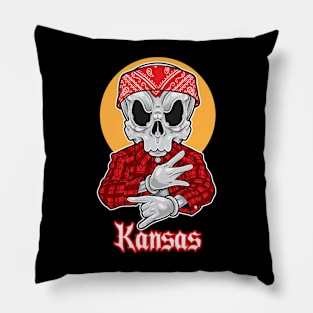 Skull Gangsta Kansas Pillow