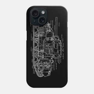 M4A4 Sherman Tank Diagram (white) Phone Case