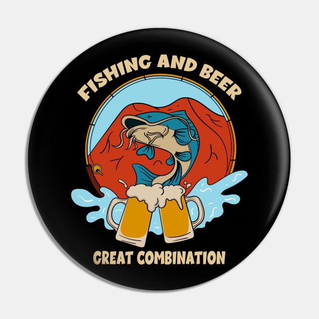 Fishing And Beer Pin by Oiyo