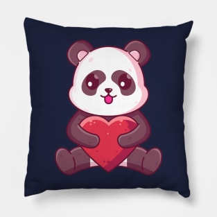 Cute panda sitting hugging love Pillow