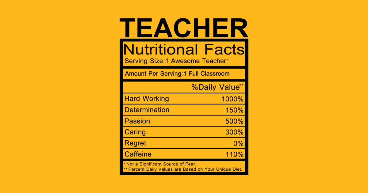 Teacher Nutritional facts - Teacher - Sticker | TeePublic
